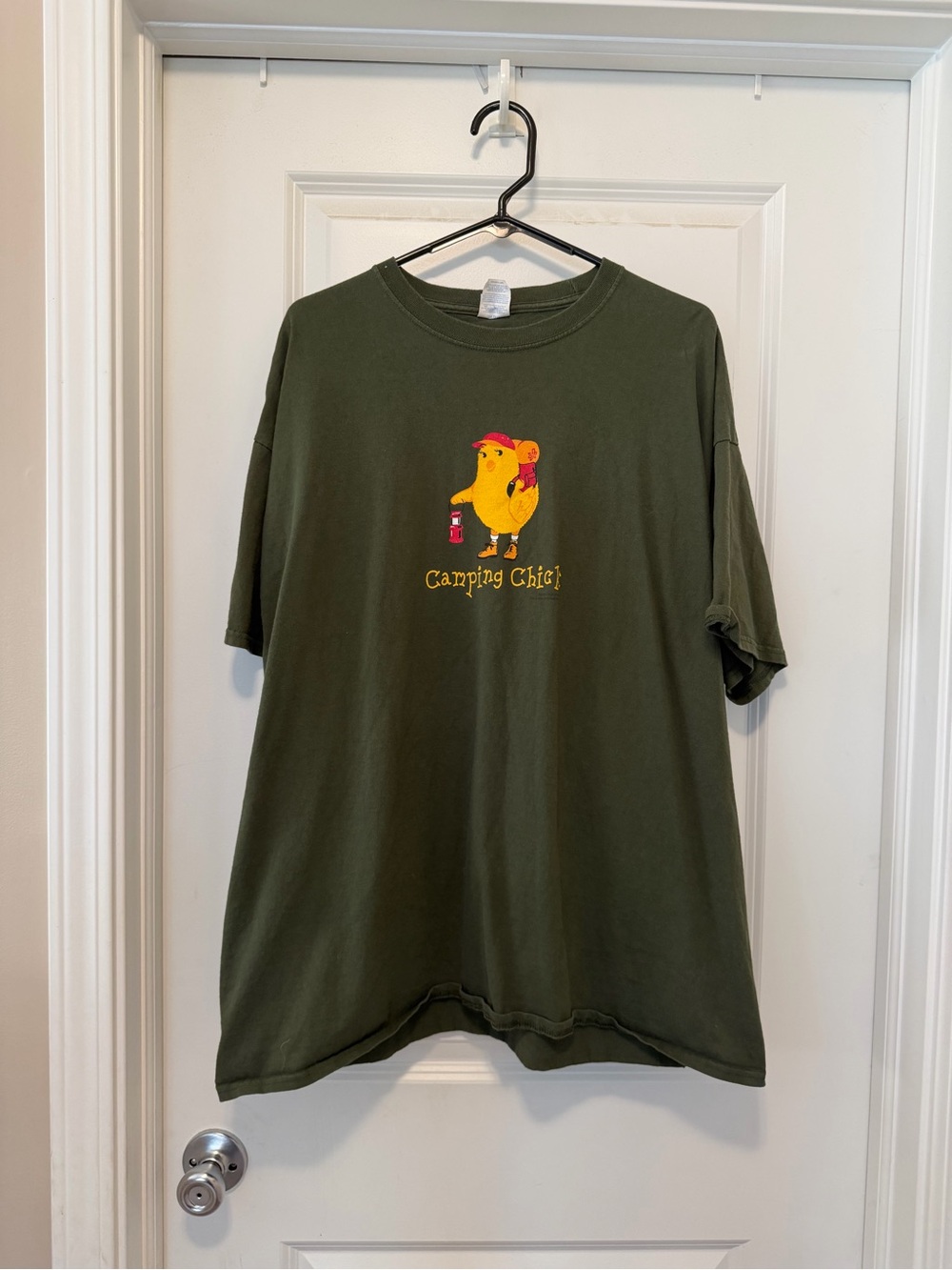 Olive Green 'Camping Chick' Short Sleeve Graphic Tee